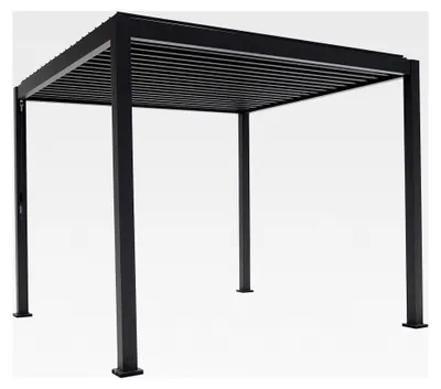 Produktbild von Mirador Basic Pavillon 3 x 3 m wasserdicht - Pergola mit Lamellendach - Aluminium/Stahl Terrassenüberdachung - Schwarz - 88MM