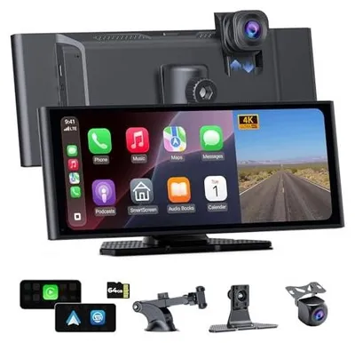 Zdjęcie produktu dla Ekran samochodowy 10 2 cala bezprzewodowy carplay android auto kamera