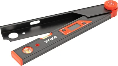 Produktbild von STIER Digitaler Winkelmesser SDW 450 LCD-Display ±0,1° Aluminium 450 mm, Winkelschmiege mit Feststellfunktion, LCD Display, integrierte Wasserwaage, relative und absolute Winkelmessung