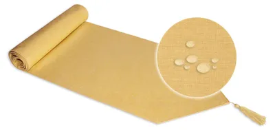 Produktbild von Tischläufer beschichtet Struktur Leinen-Optik Wasser abweisend Lotuseffekt Tischband #1124 gelb 40x140 cm