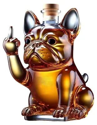 Produktbild von Whisky Dekanter Karaffe Französische Bulldoge Glas Transparent Deko Bar