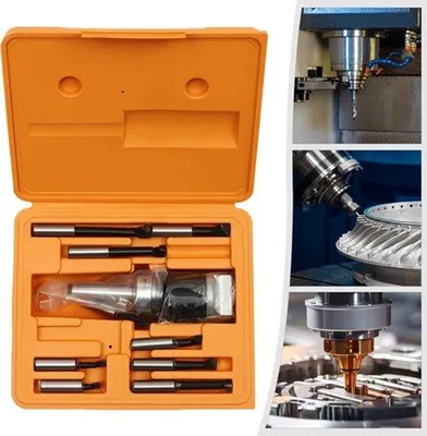 Image de Kit d'accessoires pour fraiseuse, comprenant 9 pièces : pointe de centrage en carbure de tungstène MT2 M10 pour usinage des métaux