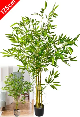 Produktbild von Bambus Kunstpflanze im Blumentopf - 125 cm - Deko Pflanze Zimmerpflanze künstlich Kunstbaum
