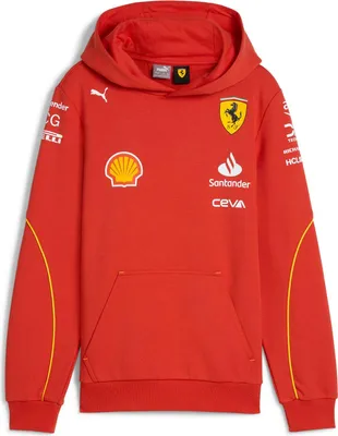 Produktbild von Scuderia Ferrari Team Kapuzenpullover 2024 Herren, Offizieller Fanartikel, Hoodie in Rosso Corsa mit Kapuze & Kängurutasche
