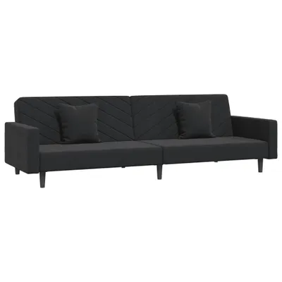Image de vidaXL Canapé-lit 2 places avec 2 coussins Noir velours