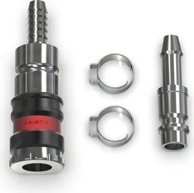 Produktbild von AUPROTEC Druckluft Schnellkupplung Set mit 9mm Würth Sicherheitskupplung + Stecknippel + Schellen