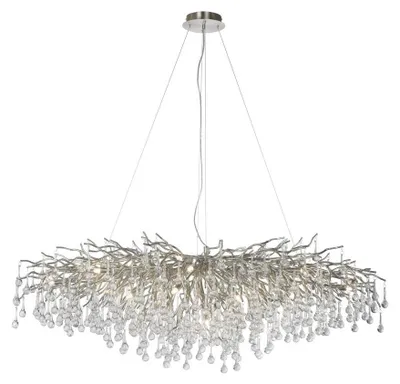 Image de Lustre argenté PAUL NEUHAUS ICICLE, 400 pampilles en verre, 15×G9, IP20