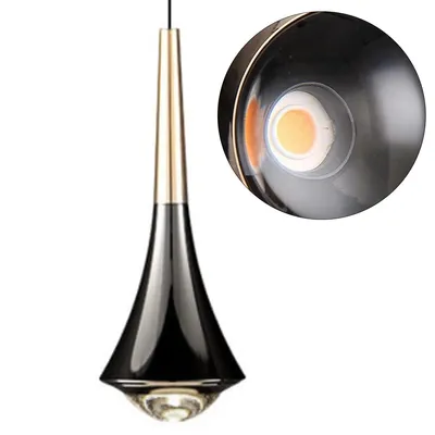 Produktbild von LED Pendelleuchte Schwarz Gold, Moderne Hängeleuchte Höhenverstellbar für Schlafzimmer, Esstisch, Kücheninsel, Wohnzimmer, Wassertropfen-Design