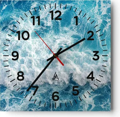 Produktbild von Wanduhr - Quadrat - Glasuhr - Meer Welle Ozean - 40x40cm - Schleichendes Uhrwerk - Lautlos - zum Aufhängen bereit - Dekoration Modern - Wanddekoration aus Glas - C4AC40x40-4067