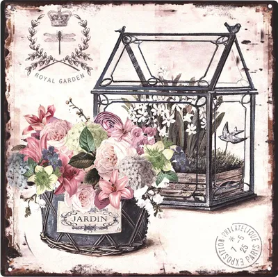 Obrázok produktu pre Moritz retro dekoratívny plechový nápis Royal Garden Jardin nápad na darček z kovu vintage dizajn na dekoráciu