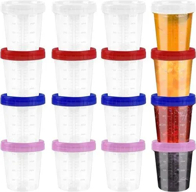 Image de Lot de 16 barquettes en plastique avec couvercle, empilables, 120 ml