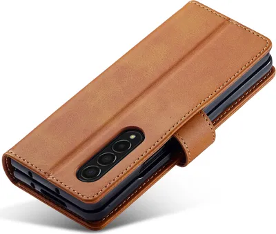 Produktbild von Galaxy Z Fold4 Hülle, Klapphüllen Brieftasche Leder Magnetverschluss Ständer Schutzhülle für Samsung Galaxy Z Fold 4 5G Gelb