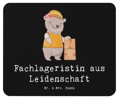 Produktbild von Mr. & Mrs. Panda Mouse Pad Fachlageristin Leidenschaft - Schwarz - Geschenk, Spruch, Lustig, Mousepad, mousematte, Ausbildung, computer, pc, Witzig, Mauspad
