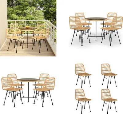 Produktbild von vidaXL 5 tlg. Garten Essgruppe Poly Rattan - Garten Essgruppe - Garten Essgruppe - Essgruppe Terrasse - Outdoor Essgruppe