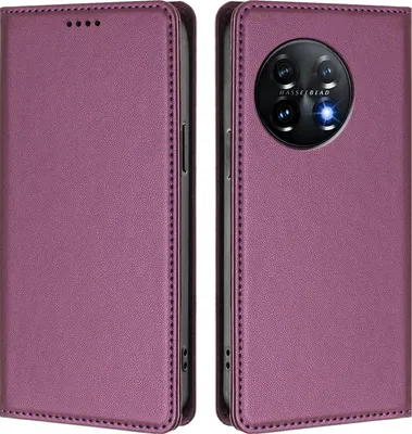 Immagine prodotto di Custodia in pelle per OnePlus 11, custodia magnetica in Finto cuoio con supporto Viola