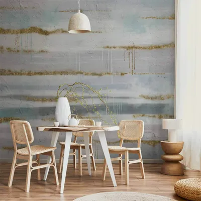 Produktbild von Vlies Fototapete - Modernist background - abstract stripes pattern with gold patterns 350x256 cm Muster a-A-10158-a-a