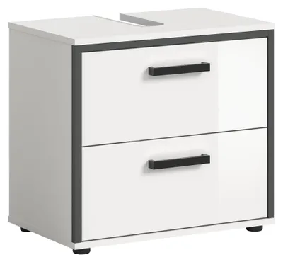 Produktbild von Waschbeckenunterschrank >Kojak< in Weiß Hochglanz - 60x55x37cm (BxHxT)