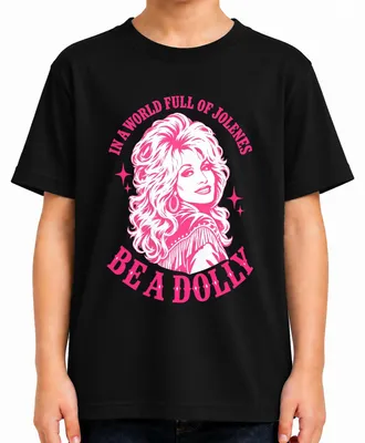 Obrázok produktu pre Tričko s potlačou "In A World Full Of Jolenes Be A Dolly Country Musik Cowgirl Rosa Kinder", čierna farba, veľkosť 128