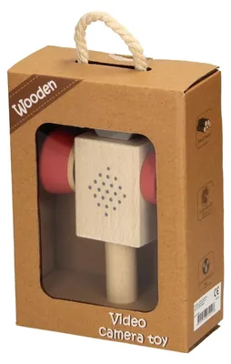 Obrázek produktu pro Dřevěná hračka videokamera červená - kreativní kamera pro děti