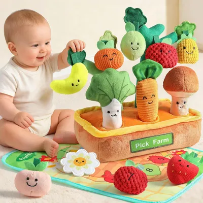Immagine prodotto di Giocattoli per bambini da 6 a 12 mesi - 15 pezzi. Set di frutta e verdura sensoriali