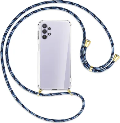 Produktbild von Handykette Backcover-Schutzhülle mit Band (Metall goldfarben) für Samsung Galaxy A32 5G - Blautöne