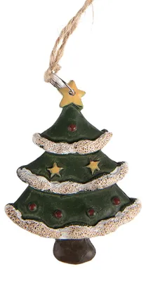 Productafbeelding van Clayre & Eef kerstornament, kerstboomversiering, 3x1x5 cm, groen, kunststof