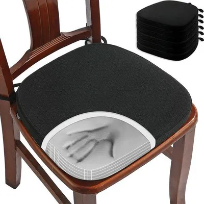 Productafbeelding van Unyqoos® Set (6 stuks) U-vormige stoelkussens, 40 cm – 100% traagschuim, antislip siliconenbodem, afneembare jacquard hoes, bevestigingsriemen