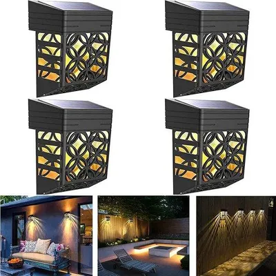 Image de Appliques murales solaires d'extérieur - Lot de 4, étanches IP54, blanches, éclairage extérieur
