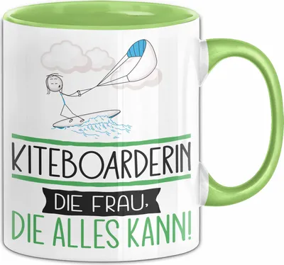 Produktbild von Kiteboarderin Geschenk Tasse Becher Die Frau Die Allen Kann Geschenkidee für eine Kiteboarderin Lustig (Grün)