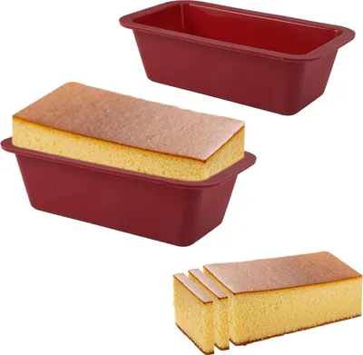 Produktbild von Mini Silikon Brotbakform Set - 2 Stück Backform 15,5 x 8,5 x 4,5 cm für Brot, Toast, Kuchen und mehr