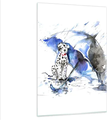 Produktbild von Bilder auf glas - Einteilig - Hund Regenschirm Regen Wetter - 80x120cm - Glasbilder - Wandbilder - Bilder - Wanddekoration aus Glas - Glas Bilder - Wandbild auf Glas - GPA80x120-3044
