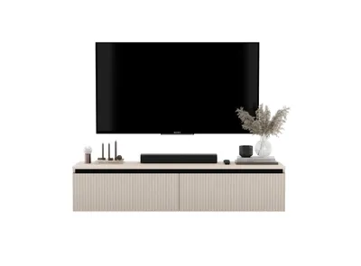Produktbild von TV-Wandschrank SELENE von Lindner Möbel – zweitürig - 140 x 30 x 35 cm - Farbe: Kaschmir matt - Italienische Tiefmattfolie