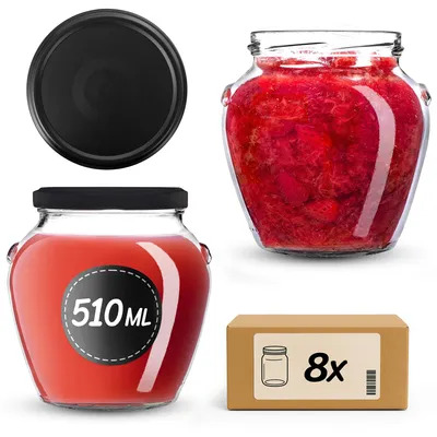 Obrázok produktu pre KADAX konzervovacie poháre 510 ml so skrutkovacím viečkom fi82mm, skrutkovacie poháre s viečkom, konzervovacie poháre, poháre na konzervovanie (čierne matné, 8 kusov)