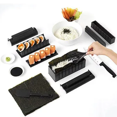 Productafbeelding van Sushi-maakset - Reisvorm voor sushi - Doe-het-zelf - 10-delig - Keukenaccessoires