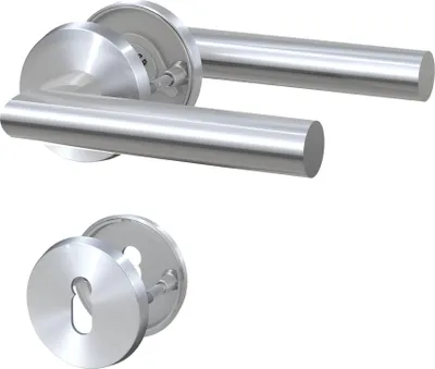 Produktbild von BASI - Rosetten-Drücker-Garnitur - ZB 3200 - Edelstahl - L-Form - Lochung: Buntbart - 7308-2108