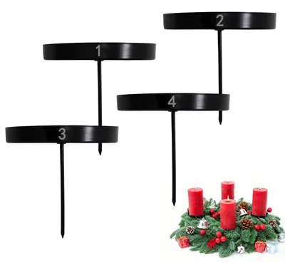 Kerzenhalter Adventskranz 8 cm, Metall, schwarz, 4 Stück