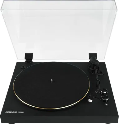 Image de Retekess TR639 Tourne-disque vintage, Haut-parleurs intégrés, Tourne-disque à 2 vitesses, Fonction d'arrêt automatique, pour le divertissement Cadeaux de famille