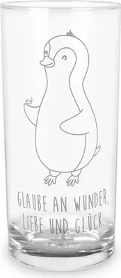 Produktbild von Mr. & Mrs. Panda Cocktailglas Pinguin Marienkäfer 400 ml - Transparent - Geschenk, Liebe, Wunder, Tumbler, Glas, Aufmerksam, Wasserglas, Trinkglas, Longdrinkglas, Kleine