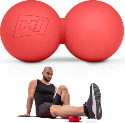 Produktbild von Hop-Sport Duoball Massageball für Hand, Fuß, Rücken - Faszienball für die gezielte Triggerpunkt-Massage aus Silikon – 63mm Durchmesser HS-S063DMB - Rot
