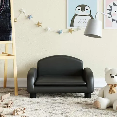 Obrázok produktu pre vidaXL Detská pohovka čierna 50x40x30 cm Imitácia kože