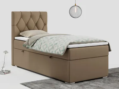 Produktbild von Einzelbett mit Bettkasten, jungenbetten 90 cm, Boxspringbett - ALDA - 90x200cm - links - Braun - H3