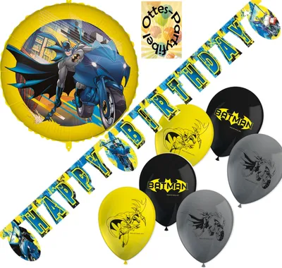 Produktbild von Batman-Party-Set Batman-Party-Deko - Dekoset 2 - Folienballon + Girlande + Luftballons