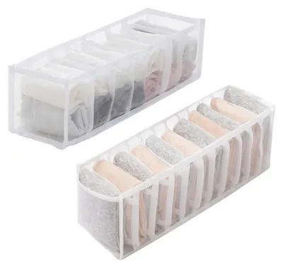 Faltbare Schubladen-Organizer 2er-Set, 11+7 Fächer, Weiß