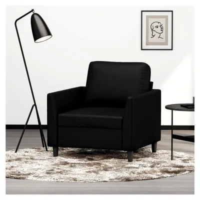 Produktbild von Sessel Schwarz 60 cm Kunstleder, Wohnzimmer Sessel, Lesesessel, Stillsessel, Fernsehsessel