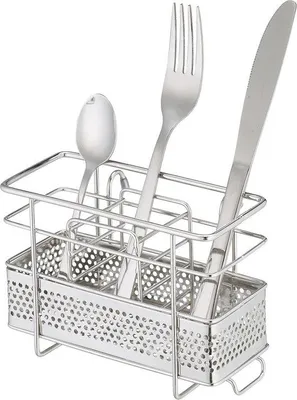 Produktbild von Famanu Besteckhalter aus Edelstahl - 3 Fächer stehend mit Haken - Besteckorganizer für Abtropfgestell - Silber
