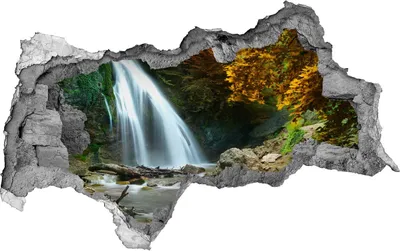 Produktbild von Selbstklebender Loch-3D-Aufkleber 95x73 cm Wasserfall im Wald
