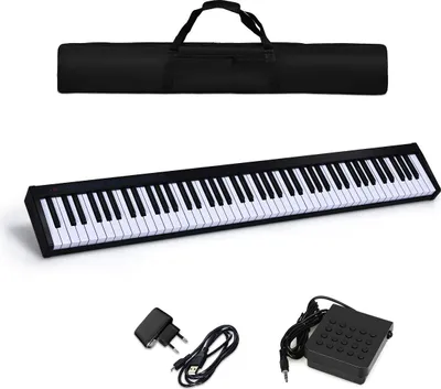 Produktbild von COSTWAY Digital Piano Keyboard 88 kláves, přenosný elektronický hudební nástroj, MIDI Bluetooth, ovládací panel, lehký, hudební dárky pro děti a začátečníky, s pouzdrem, černý