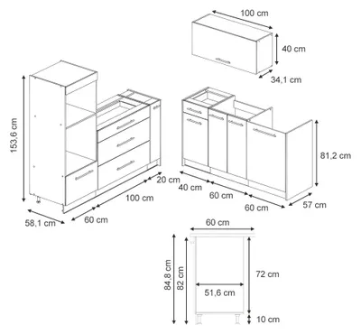 Obrázok produktu pre Kuchyňa Vicco Fame-Line Antracit vysoký lesk/biely 340 cm, AP Antracit, Model 63725