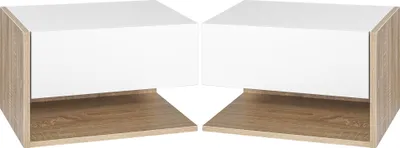Image de HOMCOM Tables de chevet suspendues Lot de 2 - Tables de Nuit murale - tiroir Coulissant - en Bois Bicolore Aspect chêne blanc