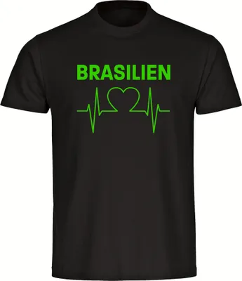 Produktbild von multifanshop Kinder T-Shirt - Brasilien - Herzschlag, schwarz-1, Größe 128